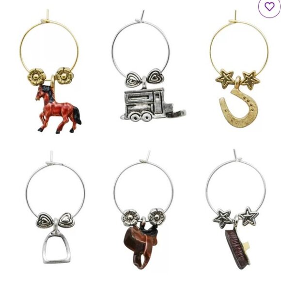 Wine Things 6-Piece Equestrian Wine Charms, Painted - Picture 2 of 4